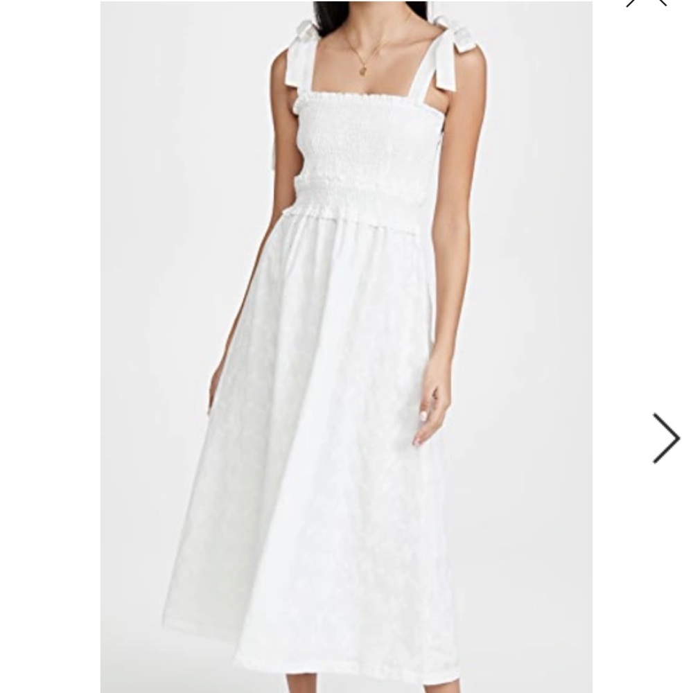 Lost + Wander White Smocked Midi Maxi Dress with Tie Straps